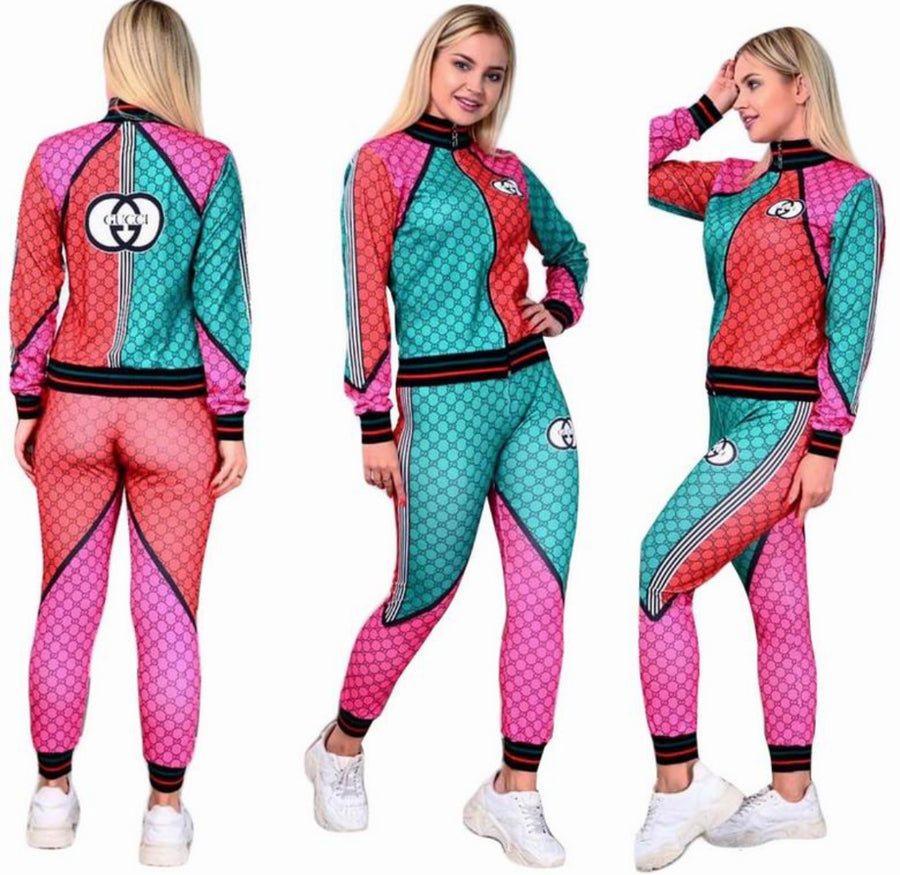 “Gucci inspired Colorblock Tracksuit – Vibrant Retro Vibes”