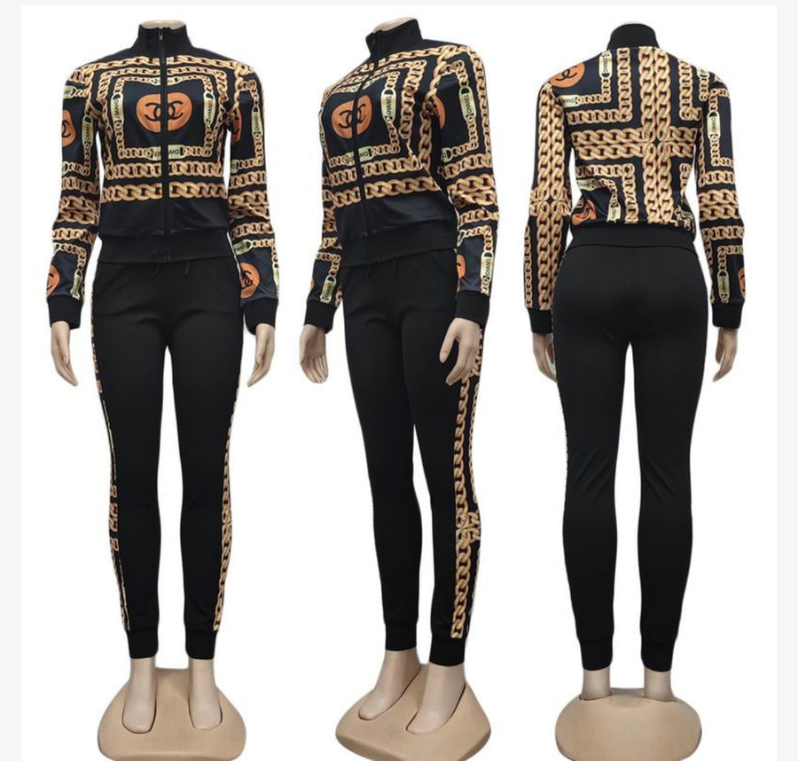 Luxe Chain Reaction: Chanel inspired Gold Chain Tracksuit