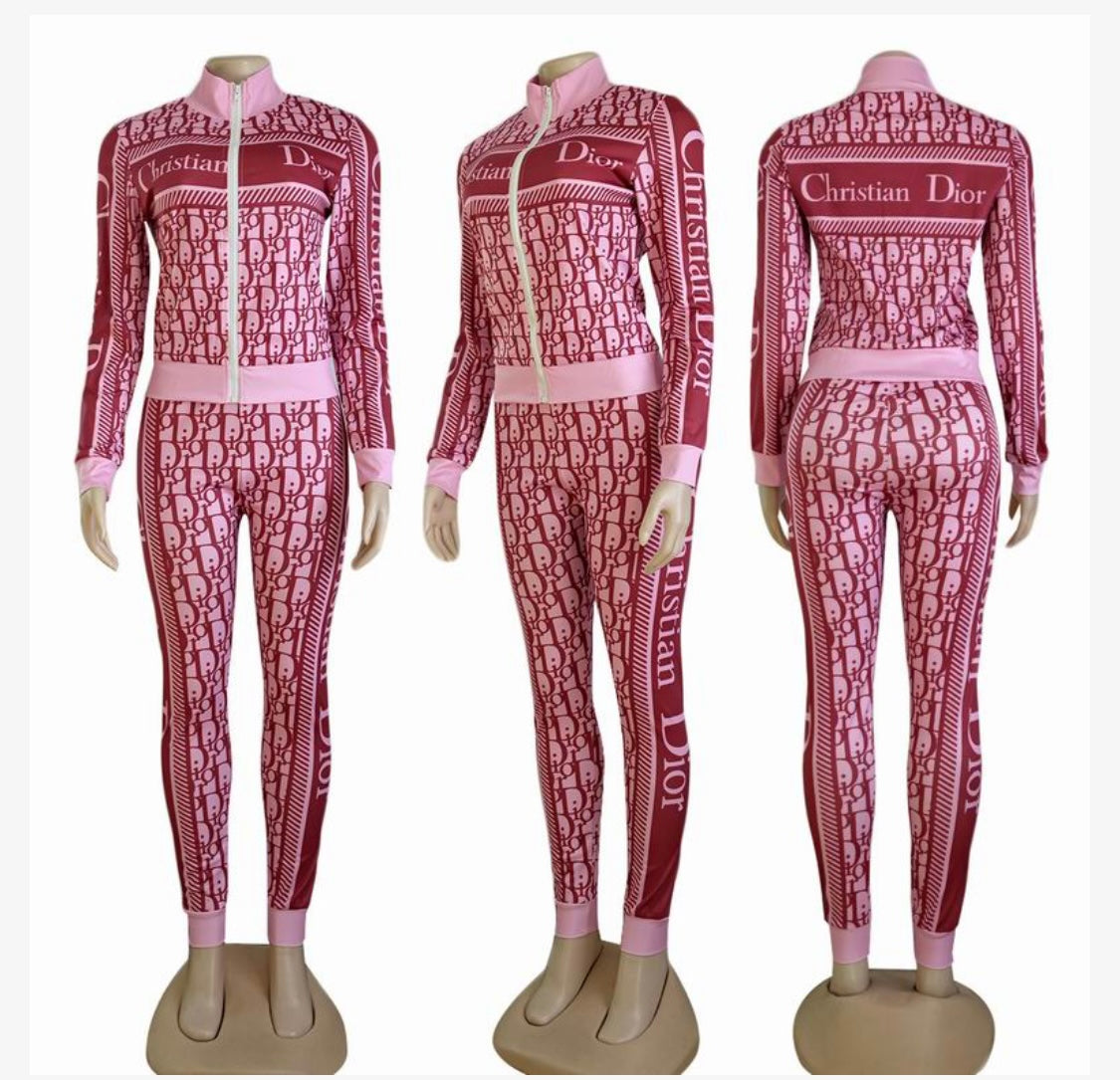 Chic Elegance: Christian Dior inspired Monogram Tracksuit Collection