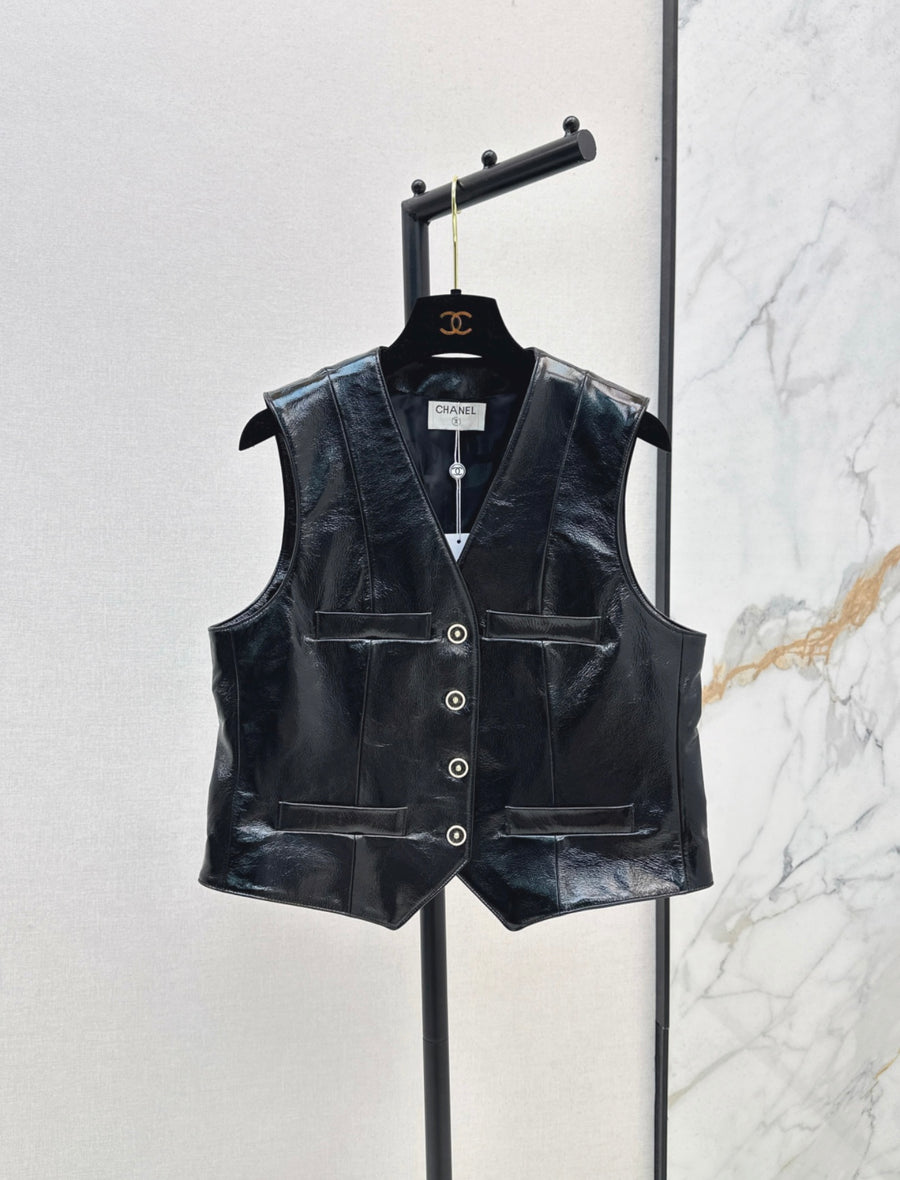 Chanel Inspired Genuine Leather Vest