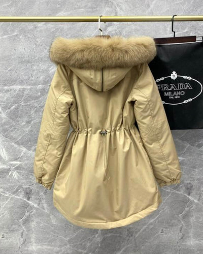 Women’s Faux Fur Hood Trimmed Designer Inspired Quarter Length Coat