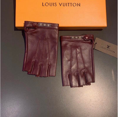 Louis Vuitton inspired Fingerless Leather Gloves - Timeless Luxury with a Modern Edge
