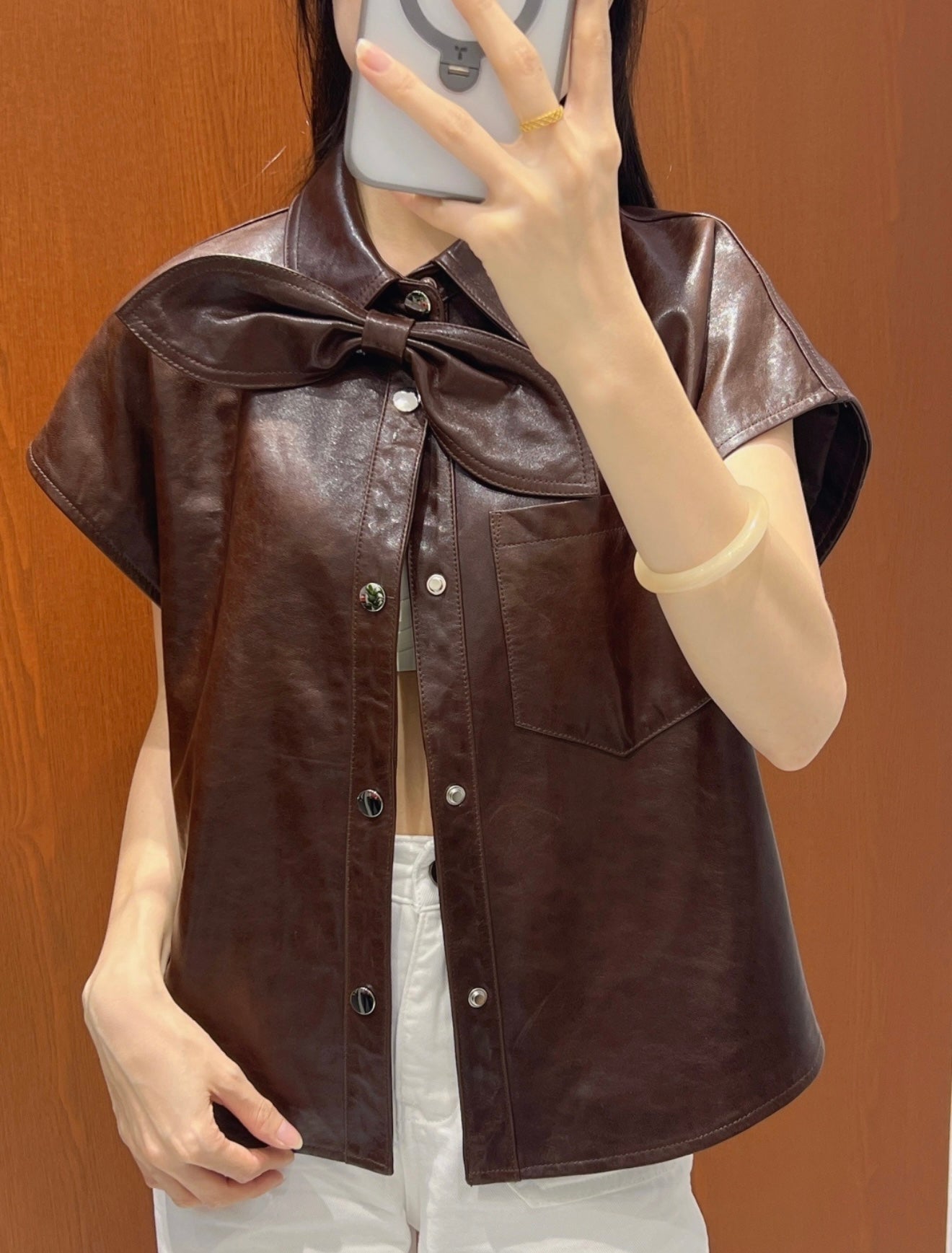 Women’s Designer Inspired Faux Leather Top