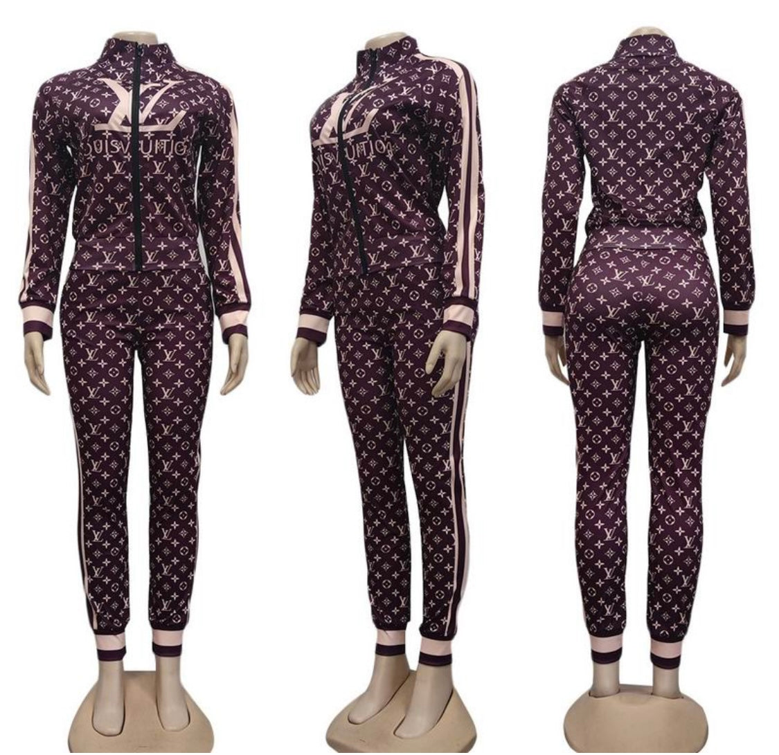 Luxe in Plum: Louis Vuitton Monogram inspired Tracksuit