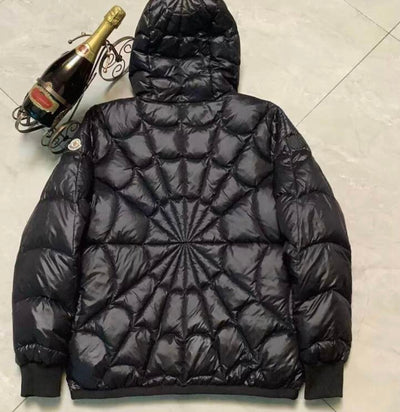 Men’s Spider Web Design Designer Inspired Puffer Coat