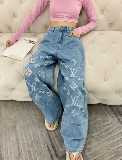Women’s Designer Inspired Denim Wide Leg Pants