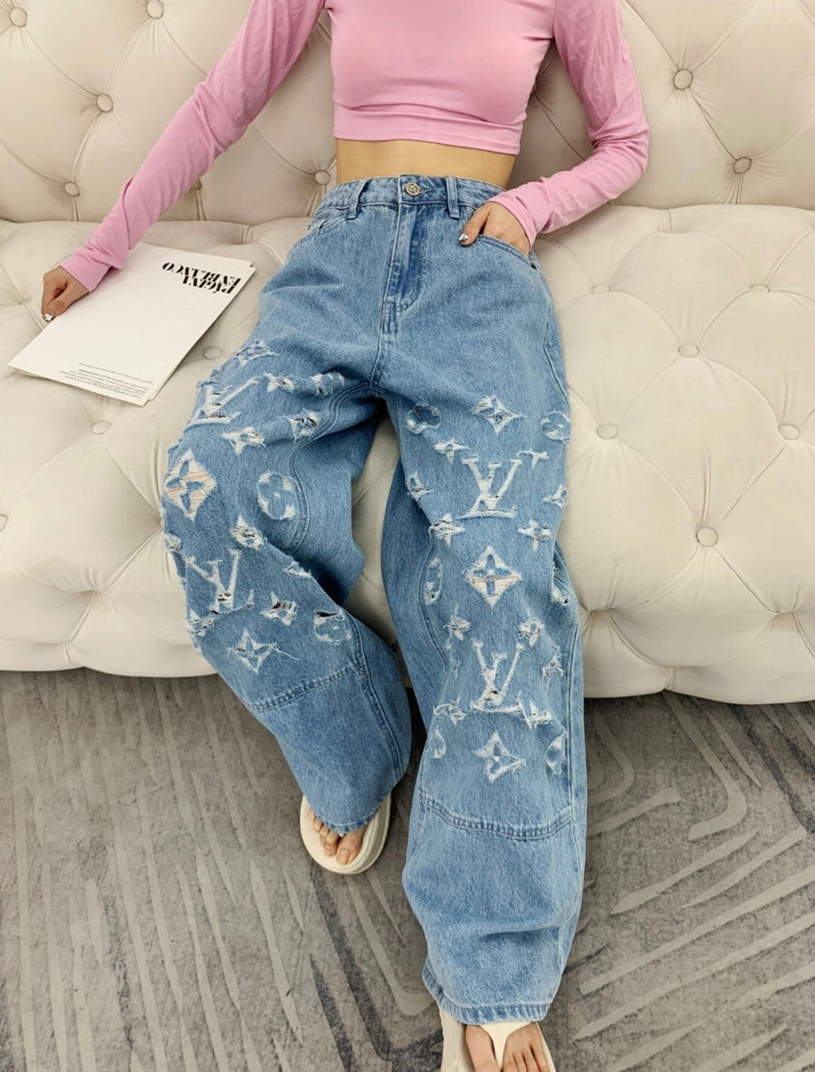 Women’s Designer Inspired Denim Wide Leg Pants