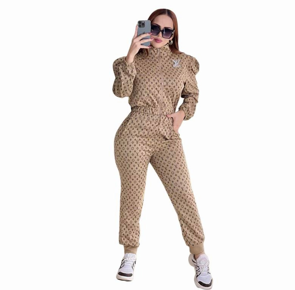 Chic Comfort: Louis Vuitton inspired Monogram Two-Piece Set