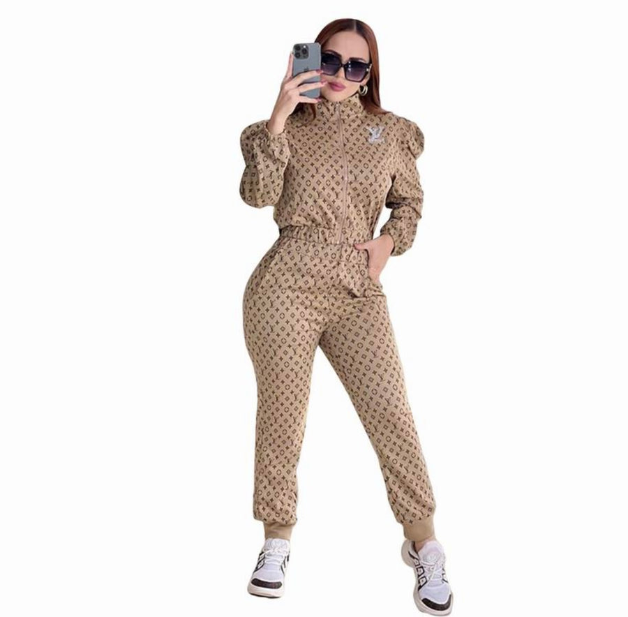 Chic Comfort: Louis Vuitton inspired Monogram Two-Piece Set