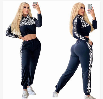 Elevate Your Street Style: Fendi inspired Monogrammed Black Tracksuit