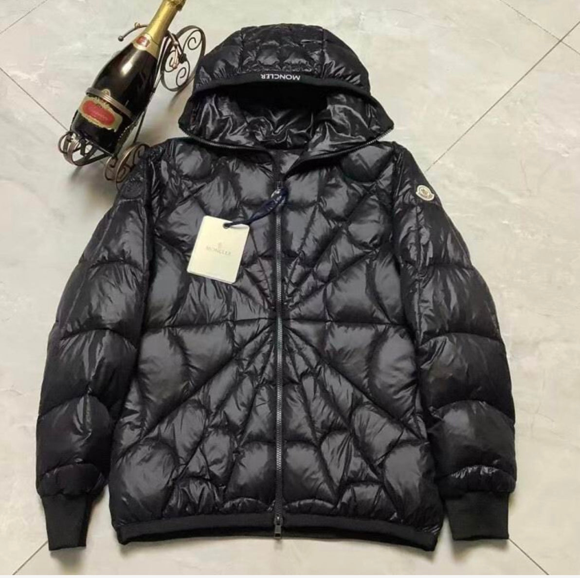 Men’s Spider Web Design Designer Inspired Puffer Coat
