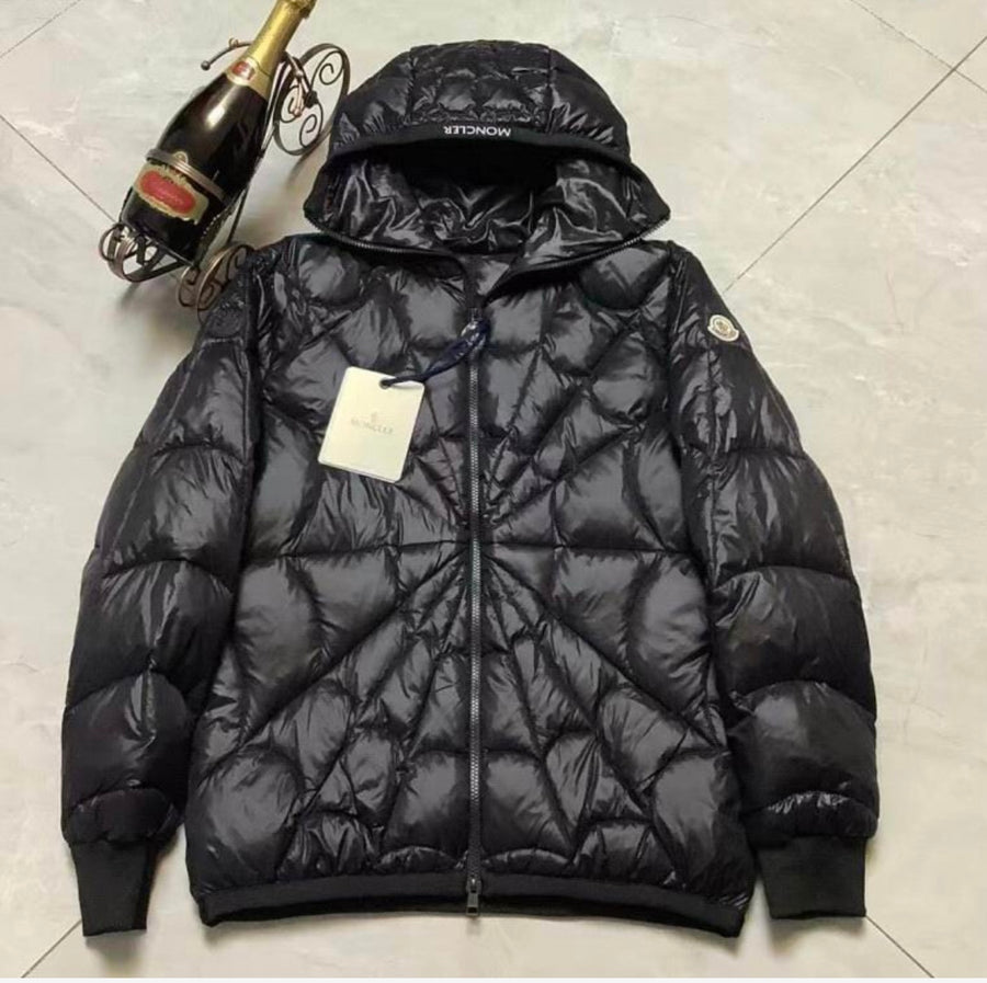 Men’s Spider Web Design Designer Inspired Puffer Coat