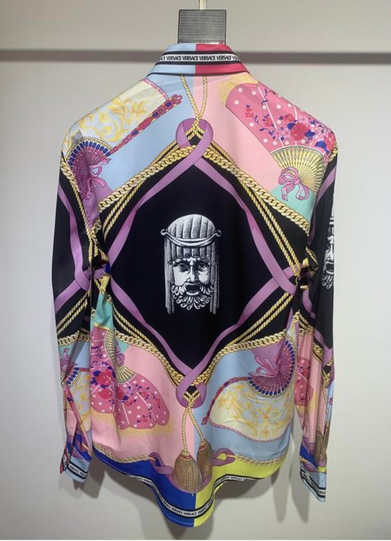 Versace inspired Renaissance Revival Long-Sleeve Silk Shirt