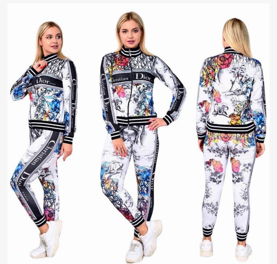 Dior inspired Floral Fantasy Tracksuit - A Bold Expression of Elegance