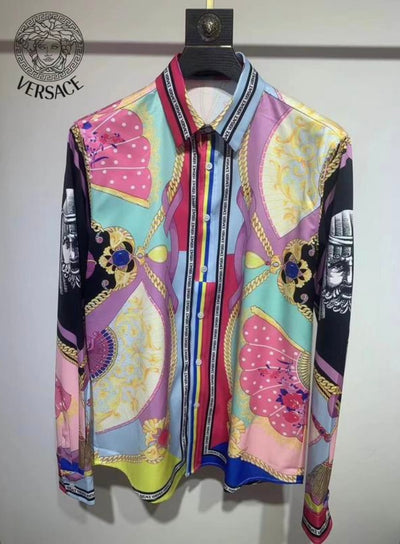 Versace inspired Renaissance Revival Long-Sleeve Silk Shirt