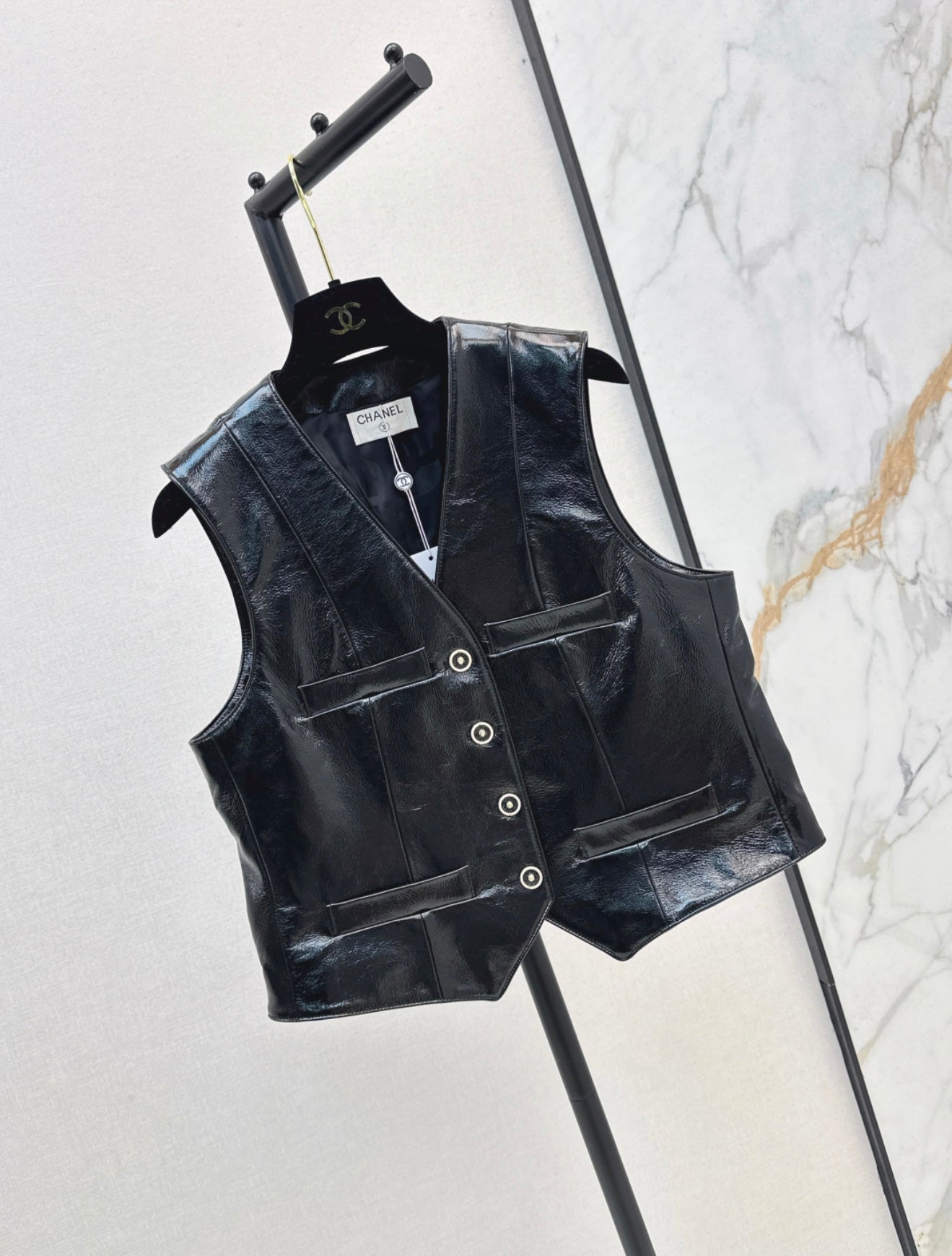 Chanel Inspired Genuine Leather Vest