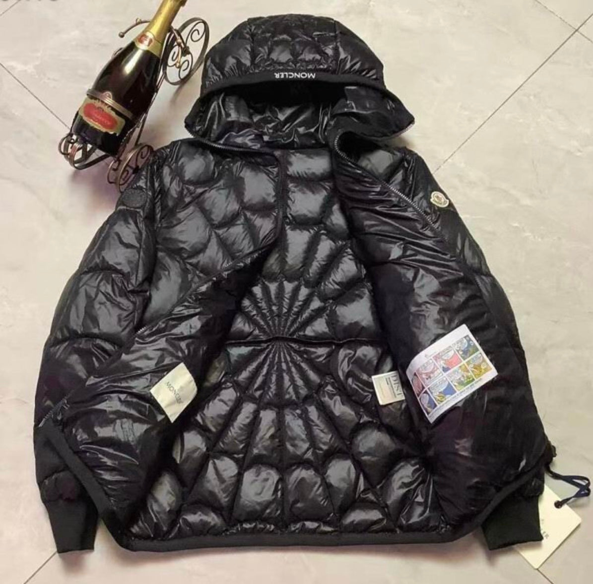 Men’s Spider Web Design Designer Inspired Puffer Coat