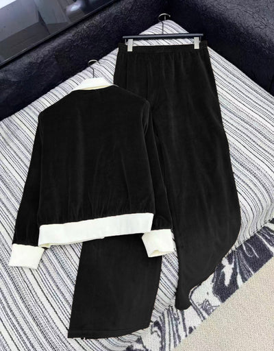 Celine Inspired Velour Tracksuit