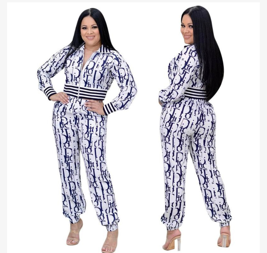 Christian Dior inspired Monogram Magic: Luxe Track Jacket & Joggers Set