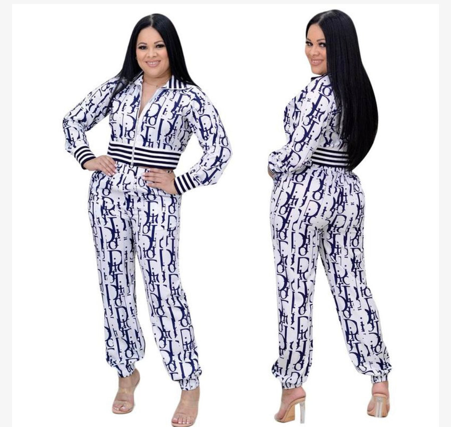 Christian Dior inspired Monogram Magic: Luxe Track Jacket & Joggers Set