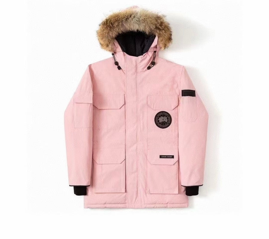 Designer Inspired Heavy Duty Coat with Faux Fur Trim Hood