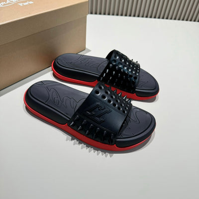 Men Jet Black Luxe Slide – Woven Leather Look