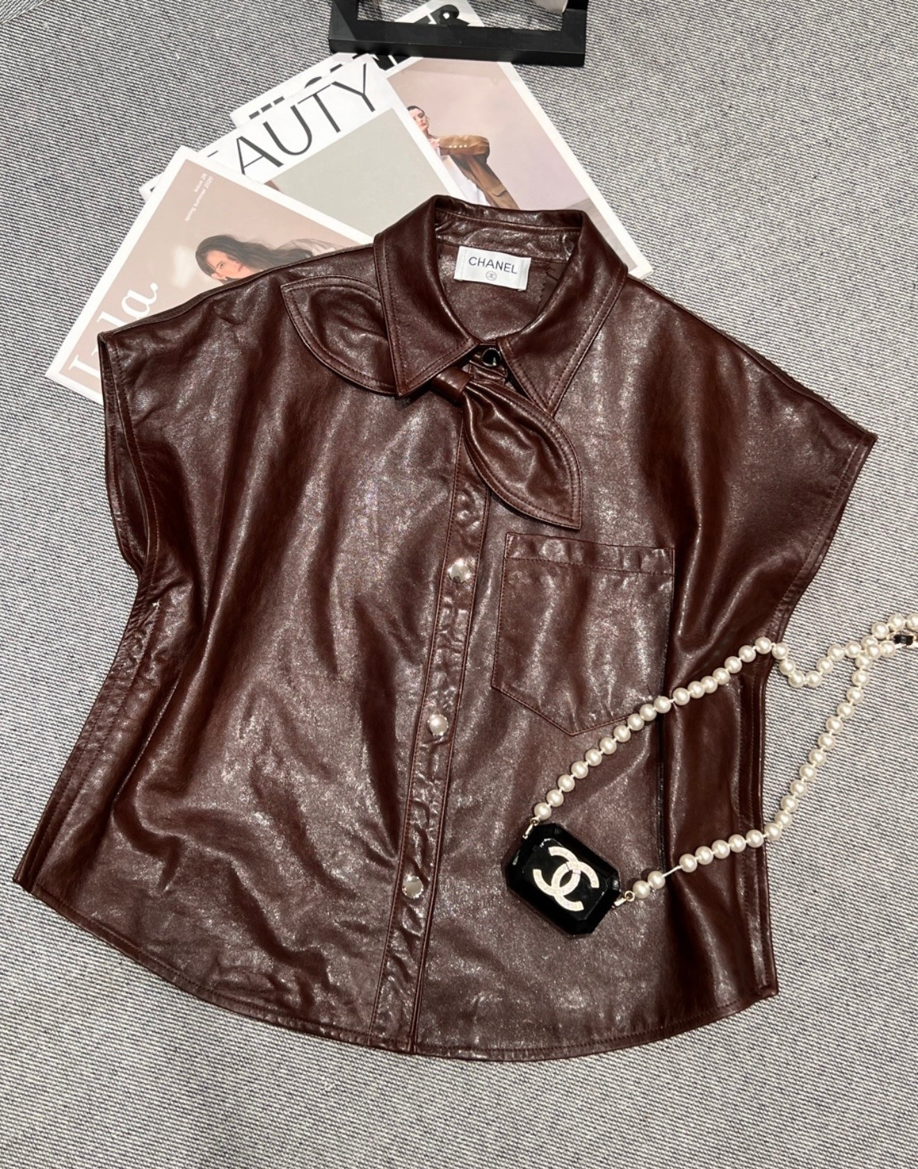 Women’s Designer Inspired Faux Leather Top