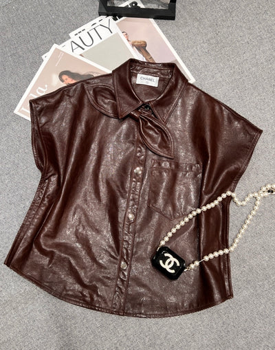 Women’s Designer Inspired Faux Leather Top