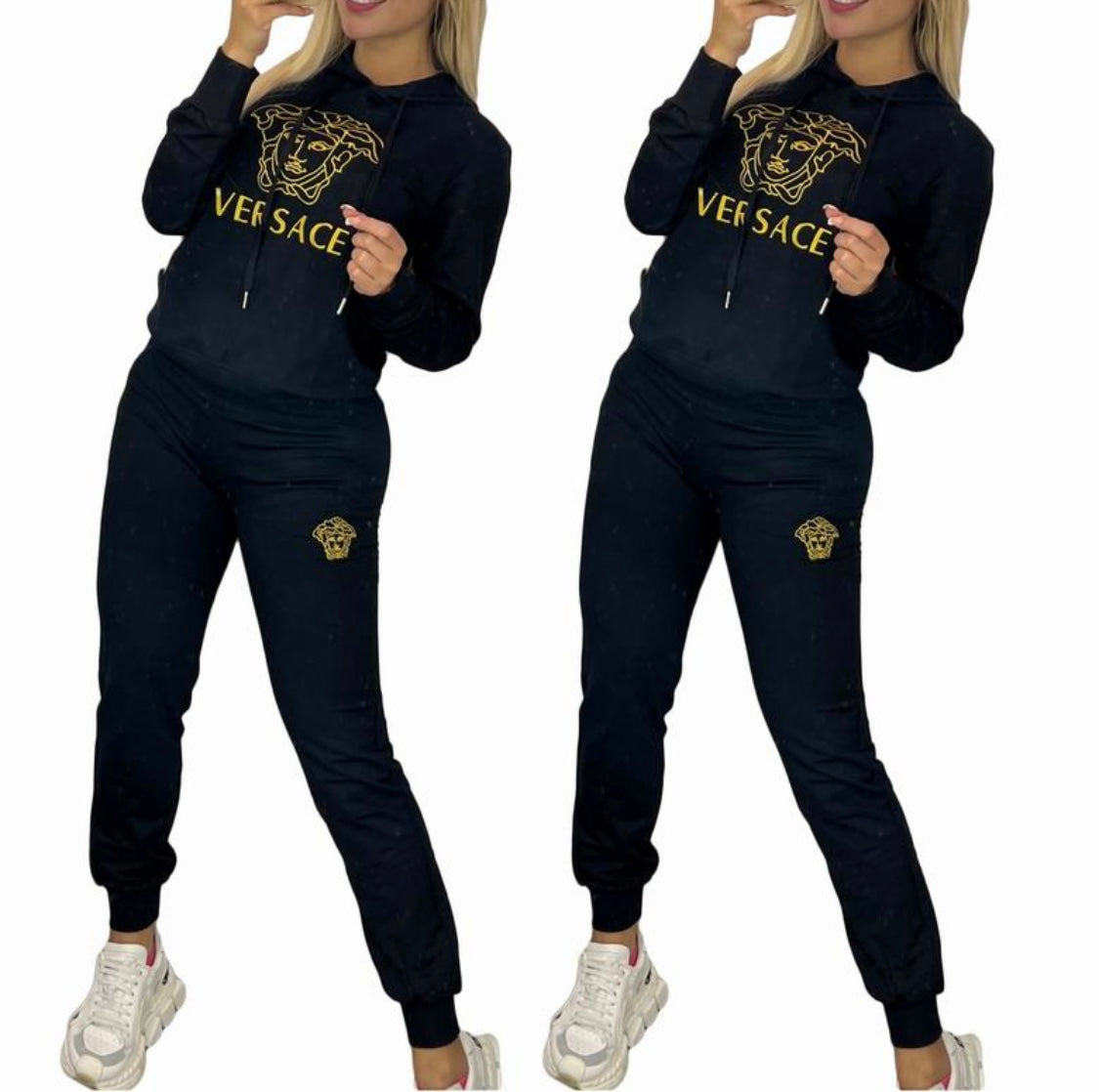 Iconic Black & Gold Versace inspired Medusa Hoodie Set