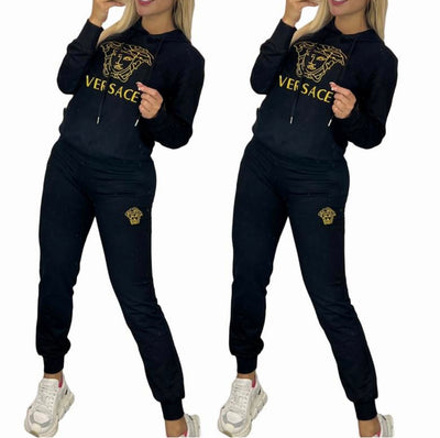 Iconic Black & Gold Versace inspired Medusa Hoodie Set