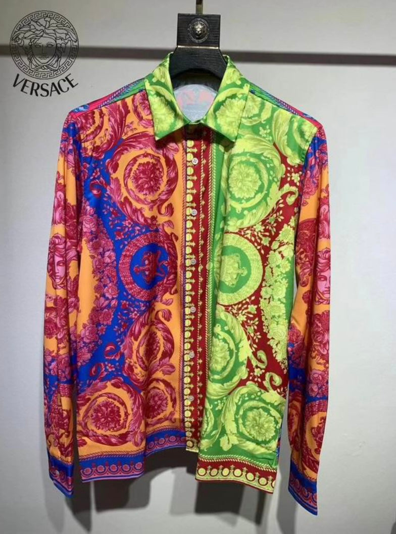 Versace inspired Baroque Multicolor Silk Shirt
