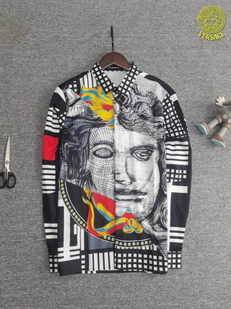 Versace inspired Medusa Graphic Silk Shirt