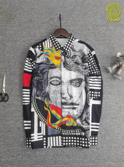 Versace inspired Medusa Graphic Silk Shirt