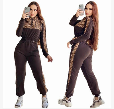 Elevate Your Street Style: Fendi inspired Monogrammed Black Tracksuit
