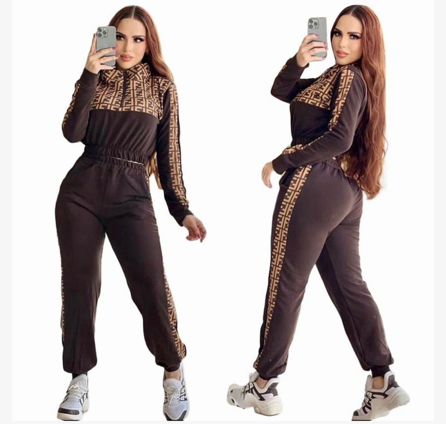 Elevate Your Street Style: Fendi inspired Monogrammed Black Tracksuit