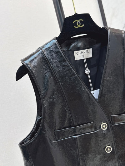 Chanel Inspired Genuine Leather Vest