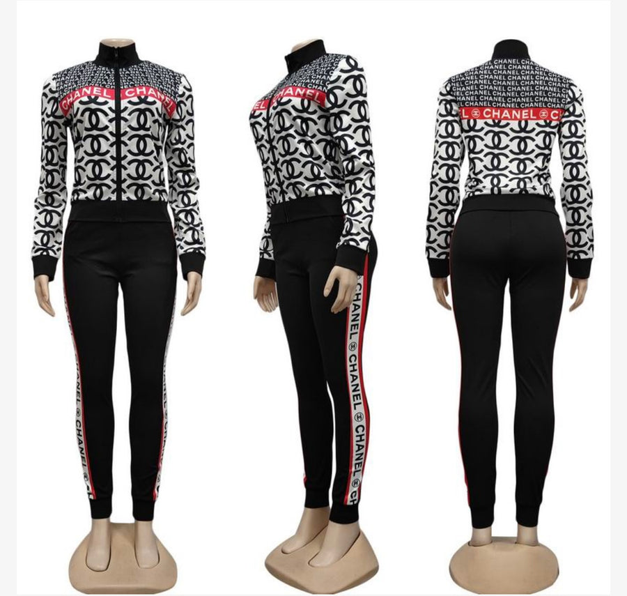 Bold Luxury: Chanel inspired Monogram Tracksuit