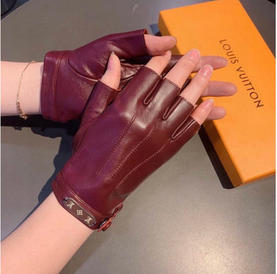 Louis Vuitton inspired Fingerless Leather Gloves - Timeless Luxury with a Modern Edge