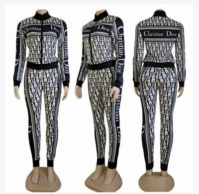 Chic Elegance: Christian Dior inspired Monogram Tracksuit Collection