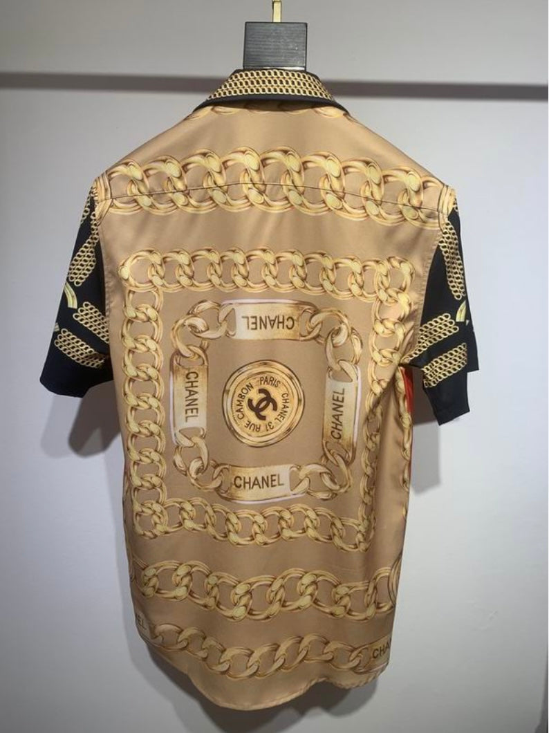 Vintage inspired Luxury Chain Print Silk Shirt