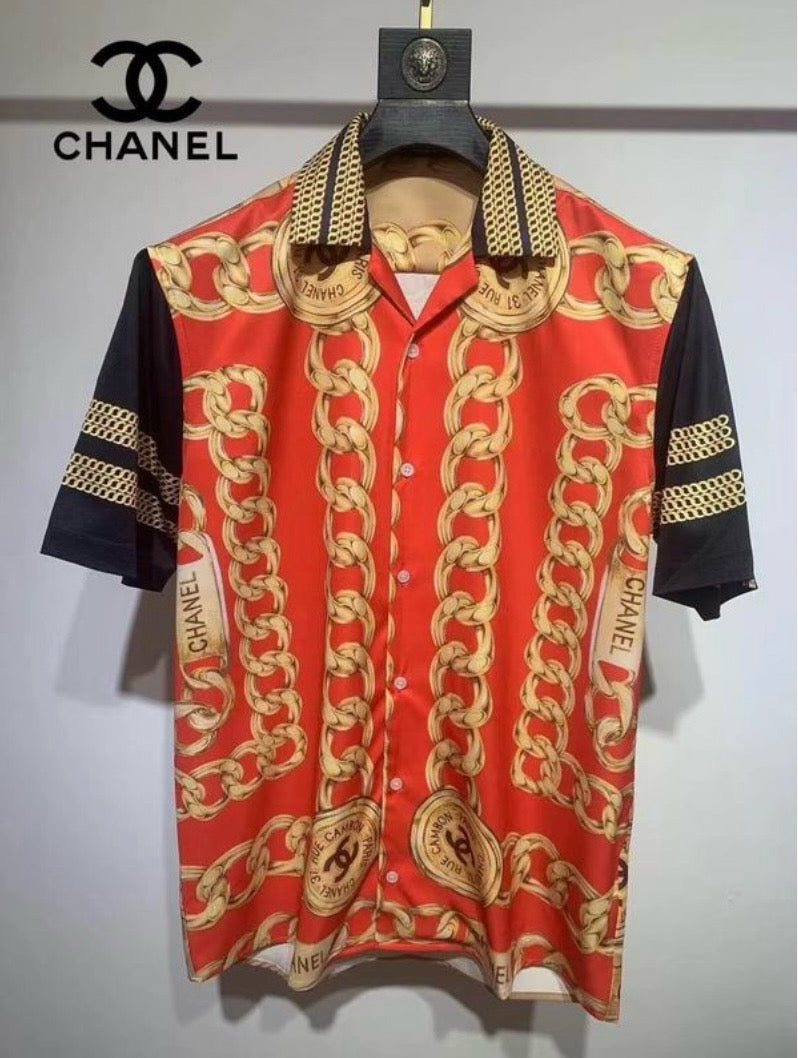 Vintage inspired Luxury Chain Print Silk Shirt