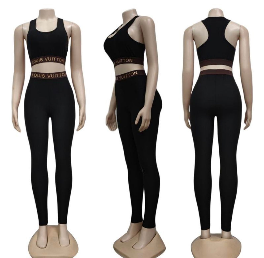 Luxe Active: Louis Vuitton inspired Signature Black Yoga Set