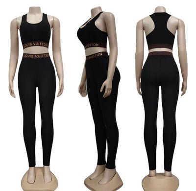 Luxe Active: Louis Vuitton inspired Signature Black Yoga Set