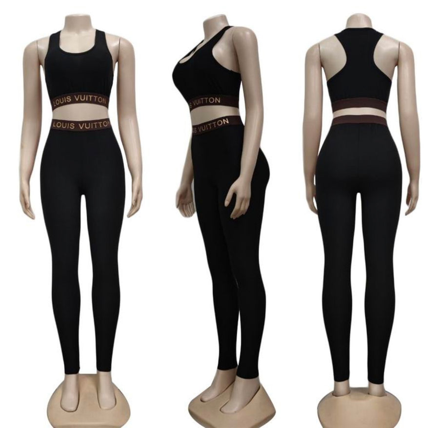 Luxe Active: Louis Vuitton inspired Signature Black Yoga Set