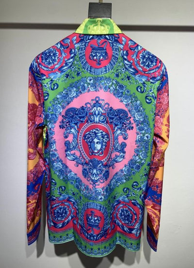 Versace inspired Baroque Multicolor Silk Shirt