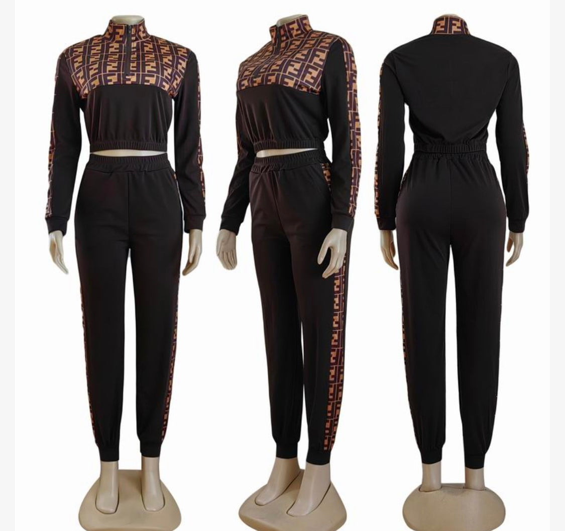Elevate Your Street Style: Fendi inspired Monogrammed Black Tracksuit
