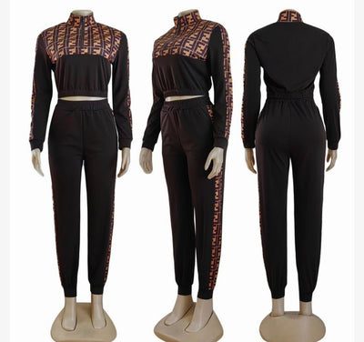 Elevate Your Street Style: Fendi inspired Monogrammed Black Tracksuit