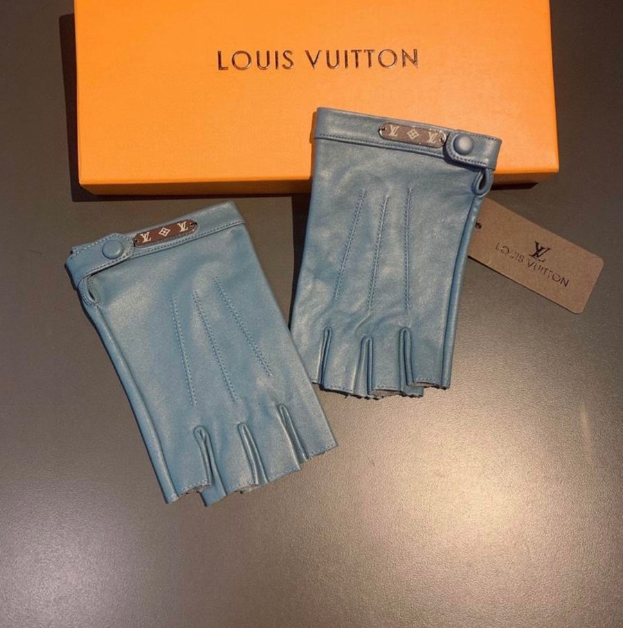 Louis Vuitton inspired Fingerless Leather Gloves - Timeless Luxury with a Modern Edge