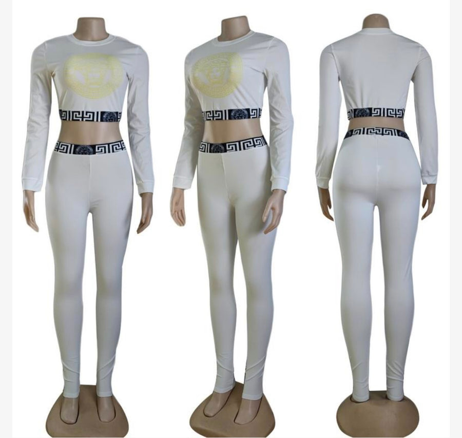 Versace inspired Activewear Set - Sleek Elegance in Navy and White