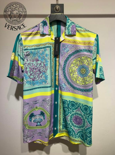 Versace inspired Baroque Medallion Print Silk Shirt